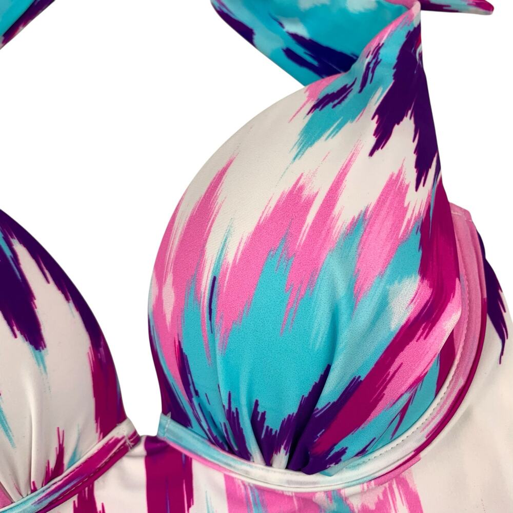 Hapari Tankini Swim Top Halter Neck Colorful Underwire Women's 0 2 XS - Picture 3 of 10